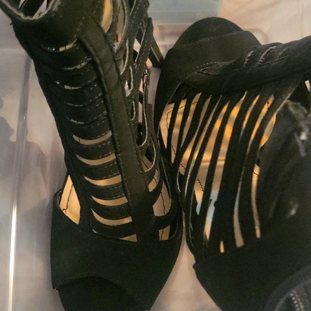 Black strap booties
